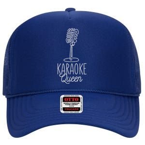 Karaoke Queen Microphone Musical High Crown Mesh Back Trucker Hat