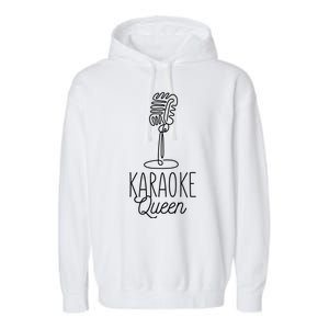 Karaoke Queen Microphone Musical Garment-Dyed Fleece Hoodie