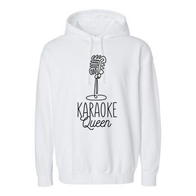 Karaoke Queen Microphone Musical Garment-Dyed Fleece Hoodie