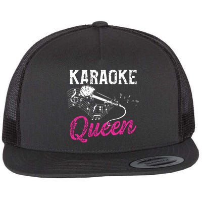 Karaoke Queen Night Funny Singer Bar Music Lover Singing Flat Bill Trucker Hat