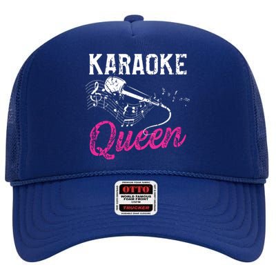 Karaoke Queen Night Funny Singer Bar Music Lover Singing High Crown Mesh Back Trucker Hat