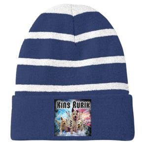 King Rusya 80s Design King Rurik Cute Striped Beanie with Solid Band