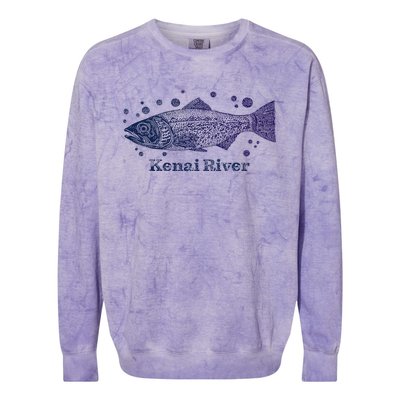 Kenai River Alaska King Salmon Fish Art River Fishing Trip Colorblast Crewneck Sweatshirt