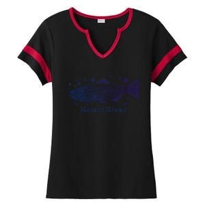 Kenai River Alaska King Salmon Fish Art River Fishing Trip Ladies Halftime Notch Neck Tee