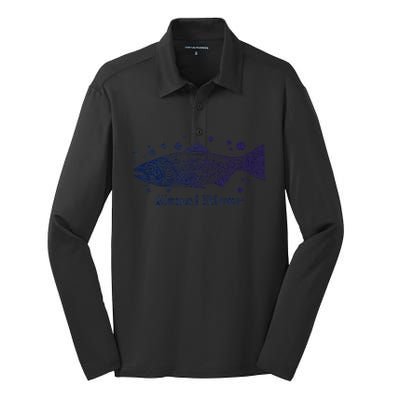 Kenai River Alaska King Salmon Fish Art River Fishing Trip Silk Touch Performance Long Sleeve Polo