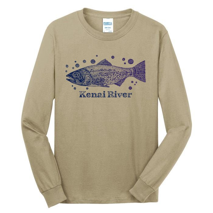 Kenai River Alaska King Salmon Fish Art River Fishing Trip Tall Long Sleeve T-Shirt