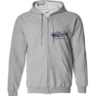 Kenai River Alaska King Salmon Fish Art River Fishing Trip Full Zip Hoodie