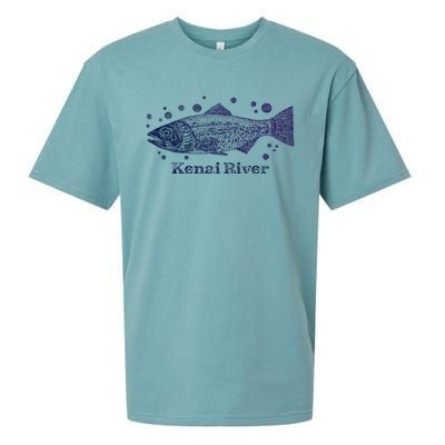 Kenai River Alaska King Salmon Fish Art River Fishing Trip Sueded Cloud Jersey T-Shirt