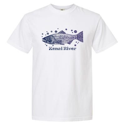 Kenai River Alaska King Salmon Fish Art River Fishing Trip Garment-Dyed Heavyweight T-Shirt