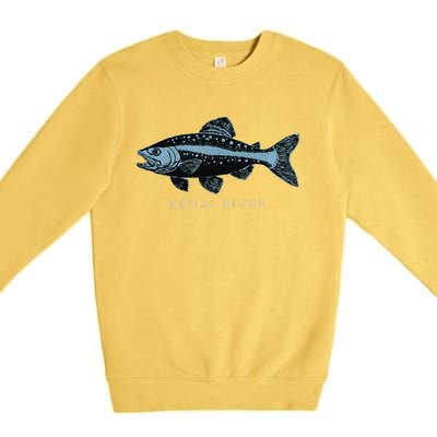 Kenai River Alaska King Salmon Fish Art Fishing Trip Premium Crewneck Sweatshirt