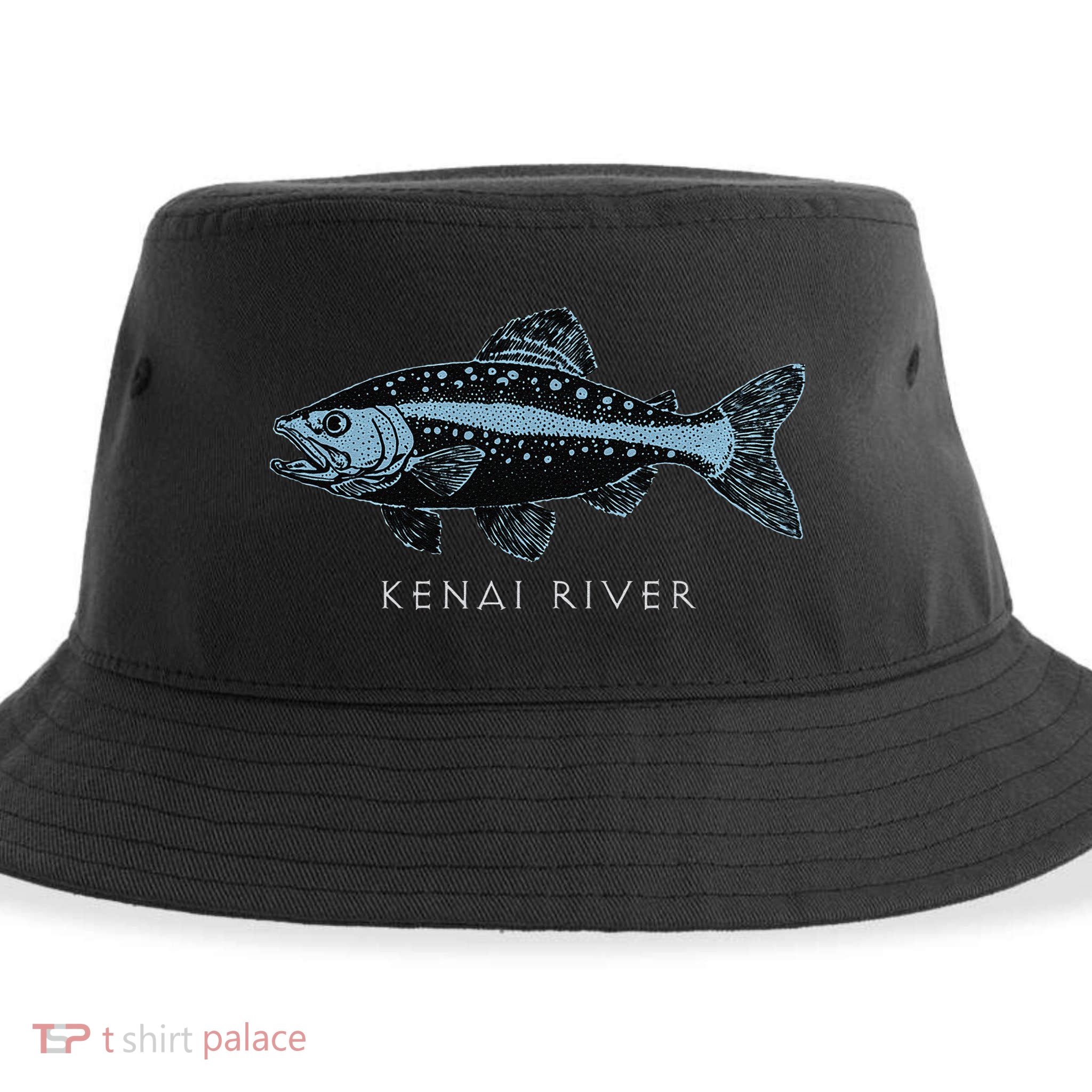 Kenai River Alaska King Salmon Fish Art Fishing Trip Sustainable Bucket Hat