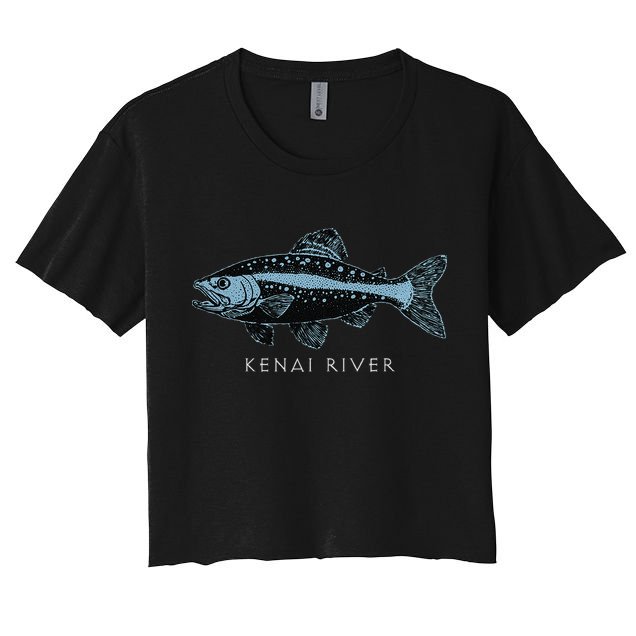Kenai River Alaska King Salmon Fish Art Fishing Trip Crop Top