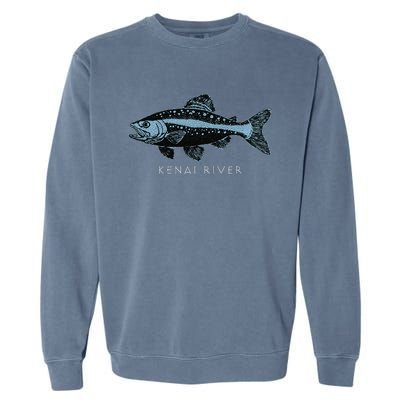 Kenai River Alaska King Salmon Fish Art Fishing Trip Garment-Dyed Sweatshirt