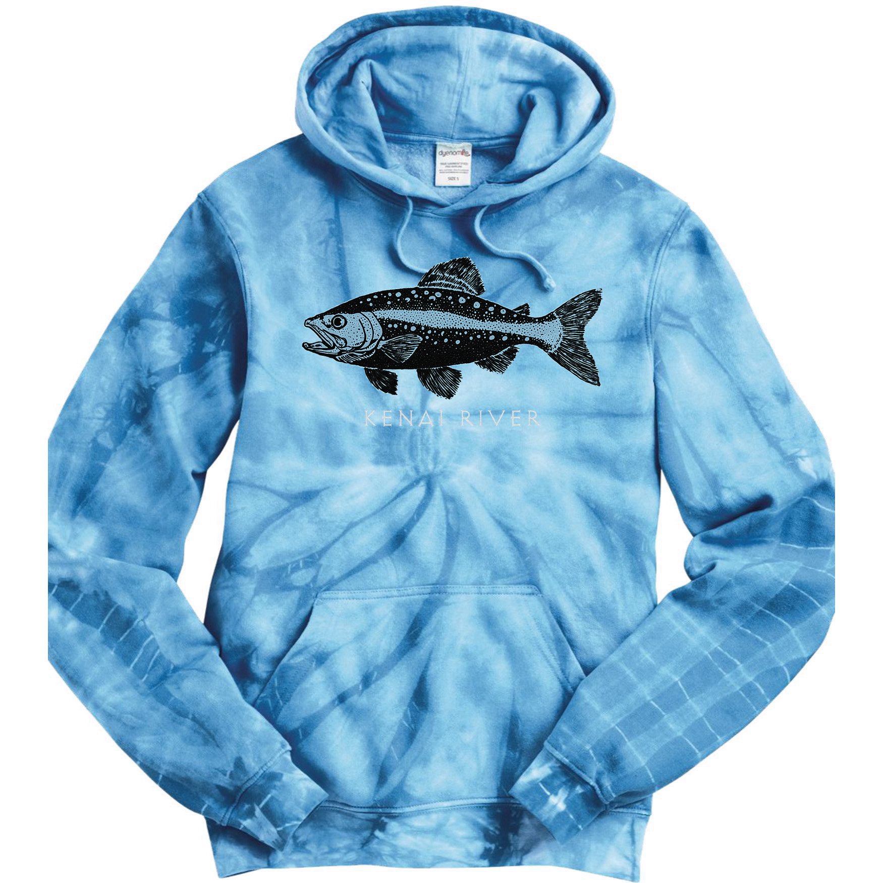 Kenai River Alaska King Salmon Fish Art Fishing Trip Tie Dye Hoodie