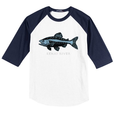 Kenai River Alaska King Salmon Fish Art Fishing Trip Baseball Sleeve Shirt