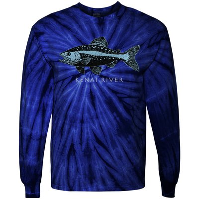 Kenai River Alaska King Salmon Fish Art Fishing Trip Tie-Dye Long Sleeve Shirt