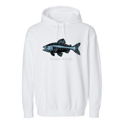 Kenai River Alaska King Salmon Fish Art Fishing Trip Garment-Dyed Fleece Hoodie