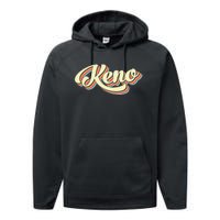 Keno Retro Art Baseball Font Vintage Performance Fleece Hoodie