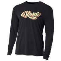 Keno Retro Art Baseball Font Vintage Cooling Performance Long Sleeve Crew