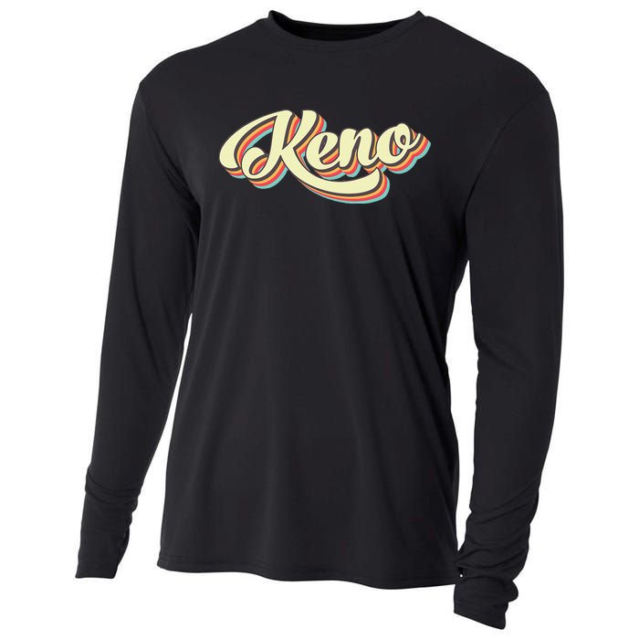 Keno Retro Art Baseball Font Vintage Cooling Performance Long Sleeve Crew