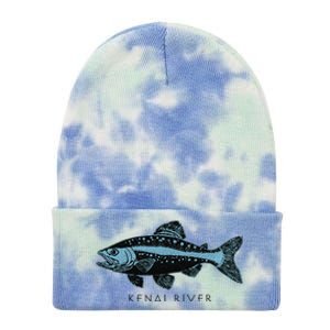 Kenai River Alaska Salmon Fish Art Fishing Kenai Peninsula Tie Dye 12in Knit Beanie