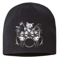 Kitten Rock Band Funny Kitty Drummer Cat Playing Drums Sustainable Beanie