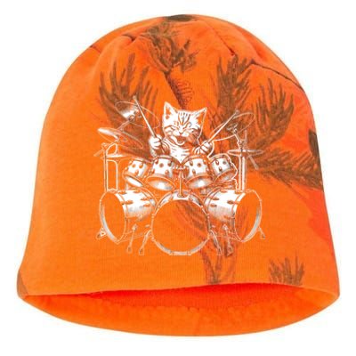 Kitten Rock Band Funny Kitty Drummer Cat Playing Drums Kati - Camo Knit Beanie