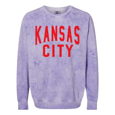 Kc Red & Black Kc Kansas City Old School Throwback Kc Fan Colorblast Crewneck Sweatshirt