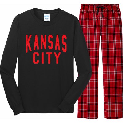 Kc Red & Black Kc Kansas City Old School Throwback Kc Fan Long Sleeve Pajama Set