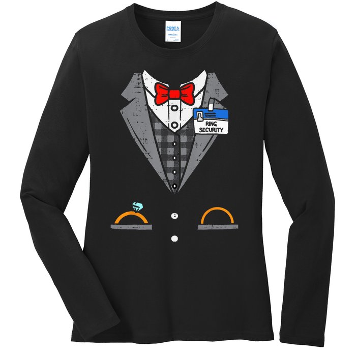 Kids Ring Bearer Funny Ring Security Tuxedo Wedding Party Ladies Long Sleeve Shirt