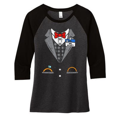 Kids Ring Bearer Funny Ring Security Tuxedo Wedding Party Women's Tri-Blend 3/4-Sleeve Raglan Shirt