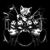 Kitten Rock Band Funny Kitty Drummer Cat Playing Flexfit Unipanel Trucker Cap