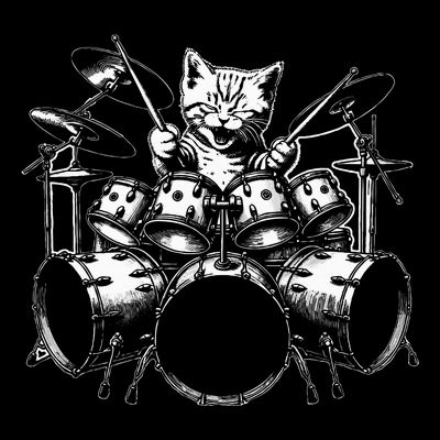 Kitten Rock Band Funny Kitty Drummer Cat Playing T-Shirt