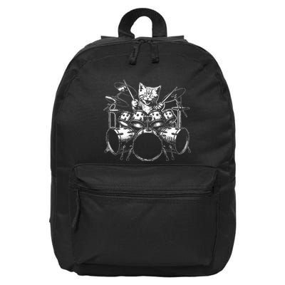 Kitten Rock Band Funny Kitty Drummer Cat Playing 16 in Basic Backpack