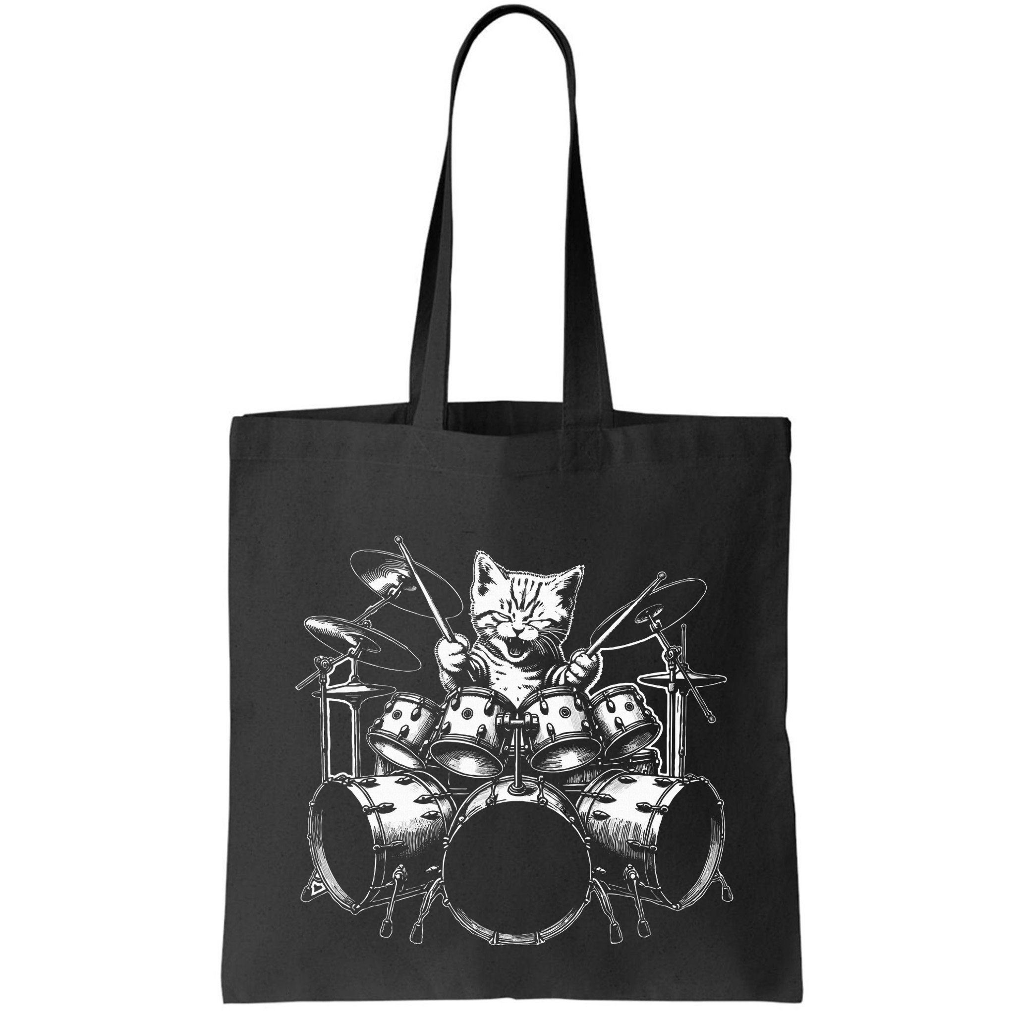 Kitten Rock Band Funny Kitty Drummer Cat Playing Bag