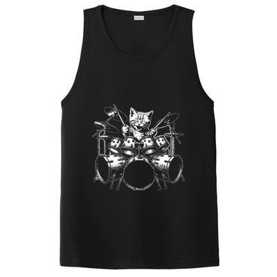 Kitten Rock Band Funny Kitty Drummer Cat Playing PosiCharge Competitor Tank