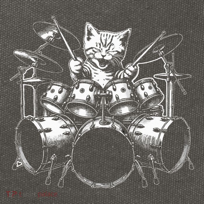 Kitten Rock Band Funny Kitty Drummer Cat Playing Cotton Canvas Backpack