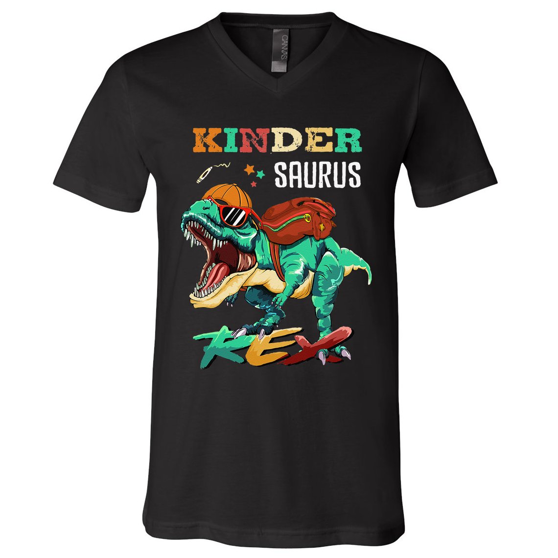 Kindersaurus Rex Back To School Gifts V-Neck T-Shirt