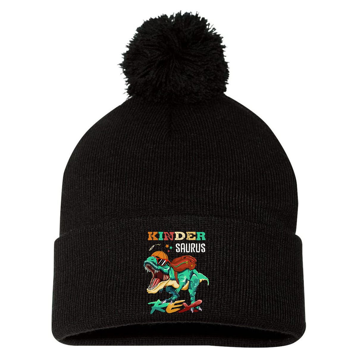 Kindersaurus Rex Back To School Gifts Pom Pom 12in Knit Beanie