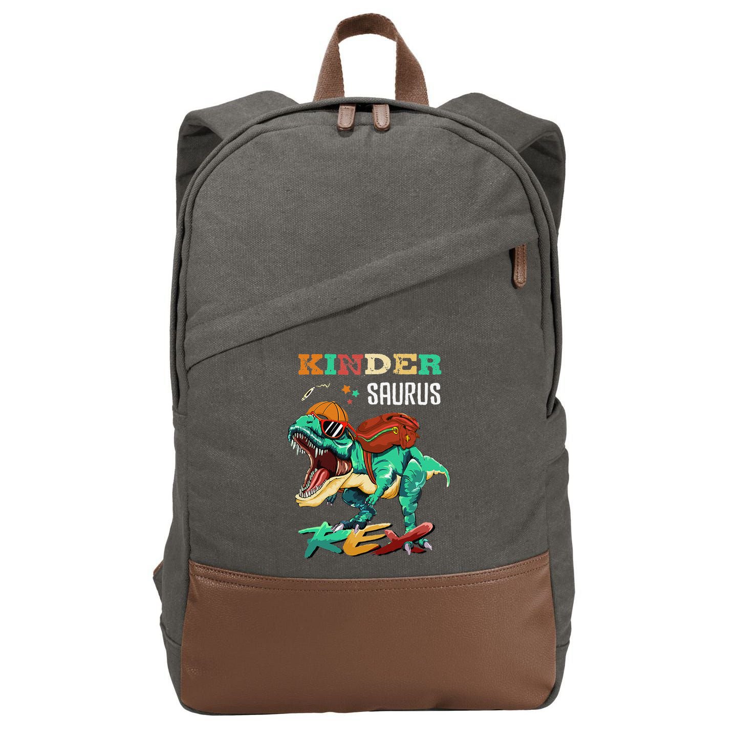 Kindersaurus Rex Back To School Gifts Cotton Canvas Backpack