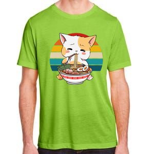 Kawaii Ramen Cat Retro Sunset Adult ChromaSoft Performance T-Shirt