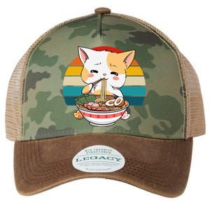 Kawaii Ramen Cat Retro Sunset Legacy Tie Dye Trucker Hat