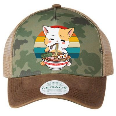 Kawaii Ramen Cat Retro Sunset Legacy Tie Dye Trucker Hat