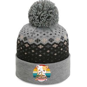 Kawaii Ramen Cat Retro Sunset The Baniff Cuffed Pom Beanie