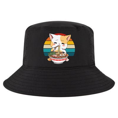 Kawaii Ramen Cat Retro Sunset Cool Comfort Performance Bucket Hat
