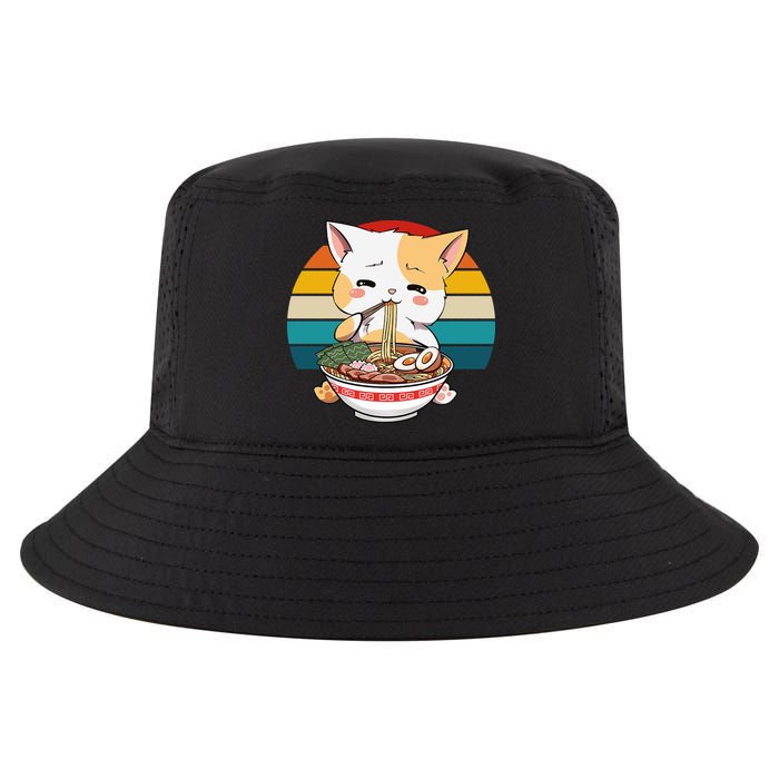 Kawaii Ramen Cat Retro Sunset Cool Comfort Performance Bucket Hat