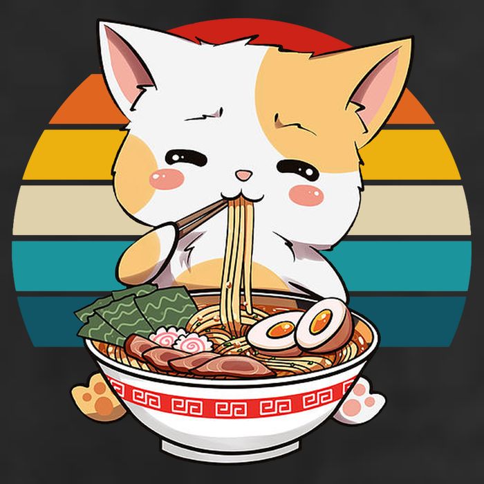 Kawaii Ramen Cat Retro Sunset Cool Comfort Performance Bucket Hat