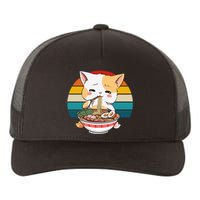 Kawaii Ramen Cat Retro Sunset Yupoong Adult 5-Panel Trucker Hat