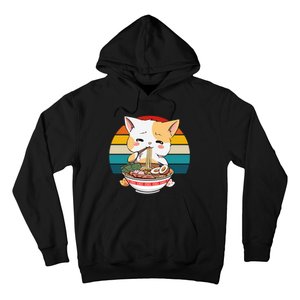 Kawaii Ramen Cat Retro Sunset Hoodie