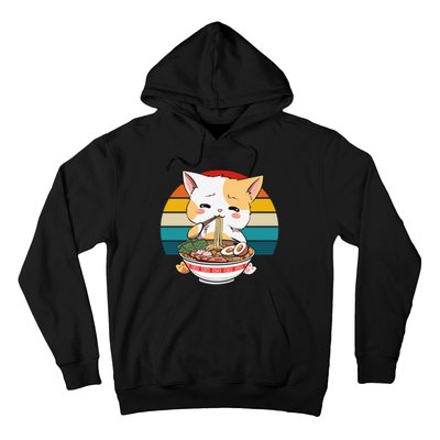 Kawaii Ramen Cat Retro Sunset Hoodie